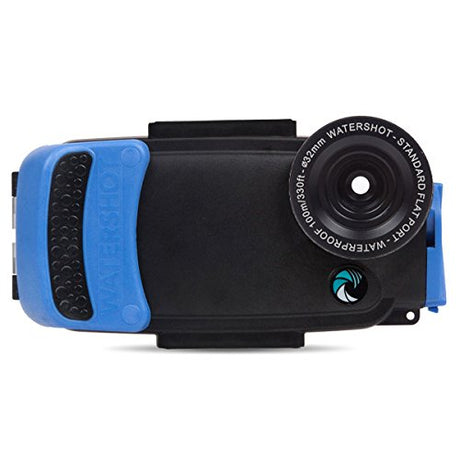 Watershot PRO Underwater Smart Phone Camera Housing for iPhone 6 Plus & 6s Plus (Black/Sunfish) (flat lens only)-Black/Snorkel Blue