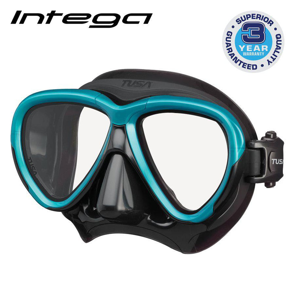 Tusa Intega Dual Lens Scuba Diving Mask-Ocean Green/Black Silicone