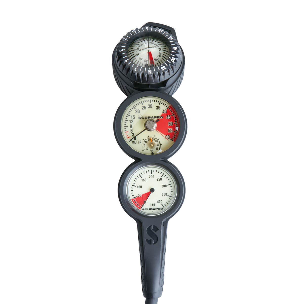 Scubapro 3-Gauge In-line Standard Pressure Depth Gauge Compass Console