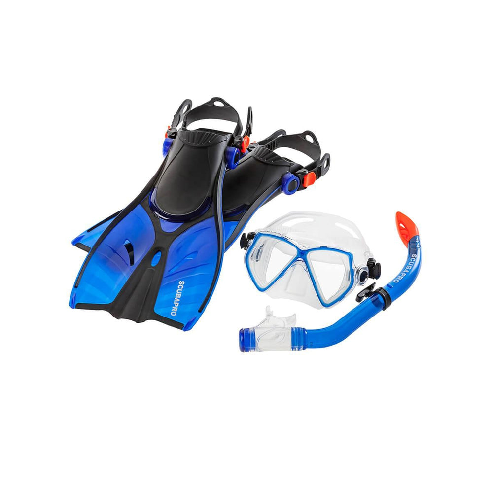 Scubapro Mini Vu Mask, Snorkel and Fins Snorkeling Combo-Blue