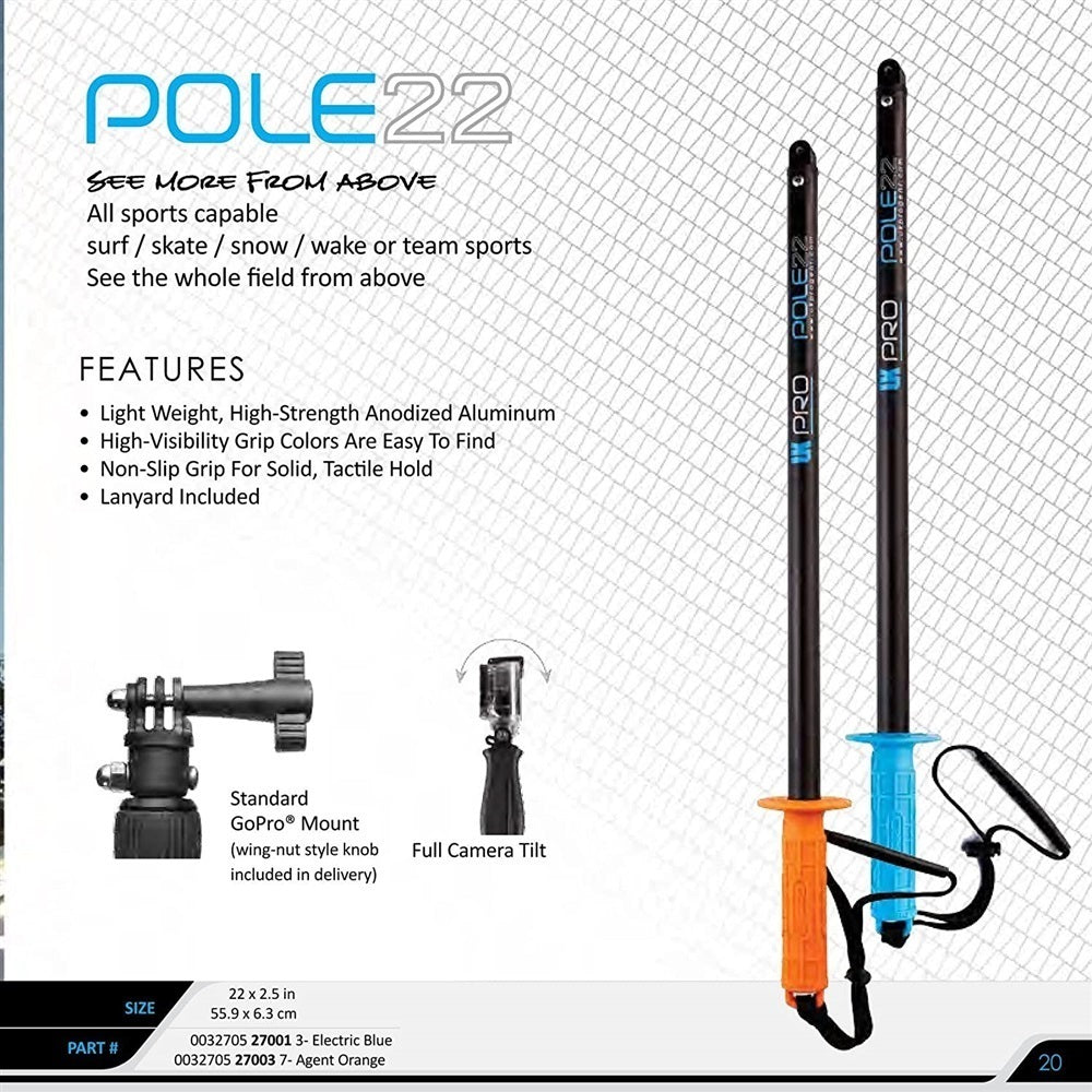 UK Pro Pole Mount for GoPro - 22/Electric Blue