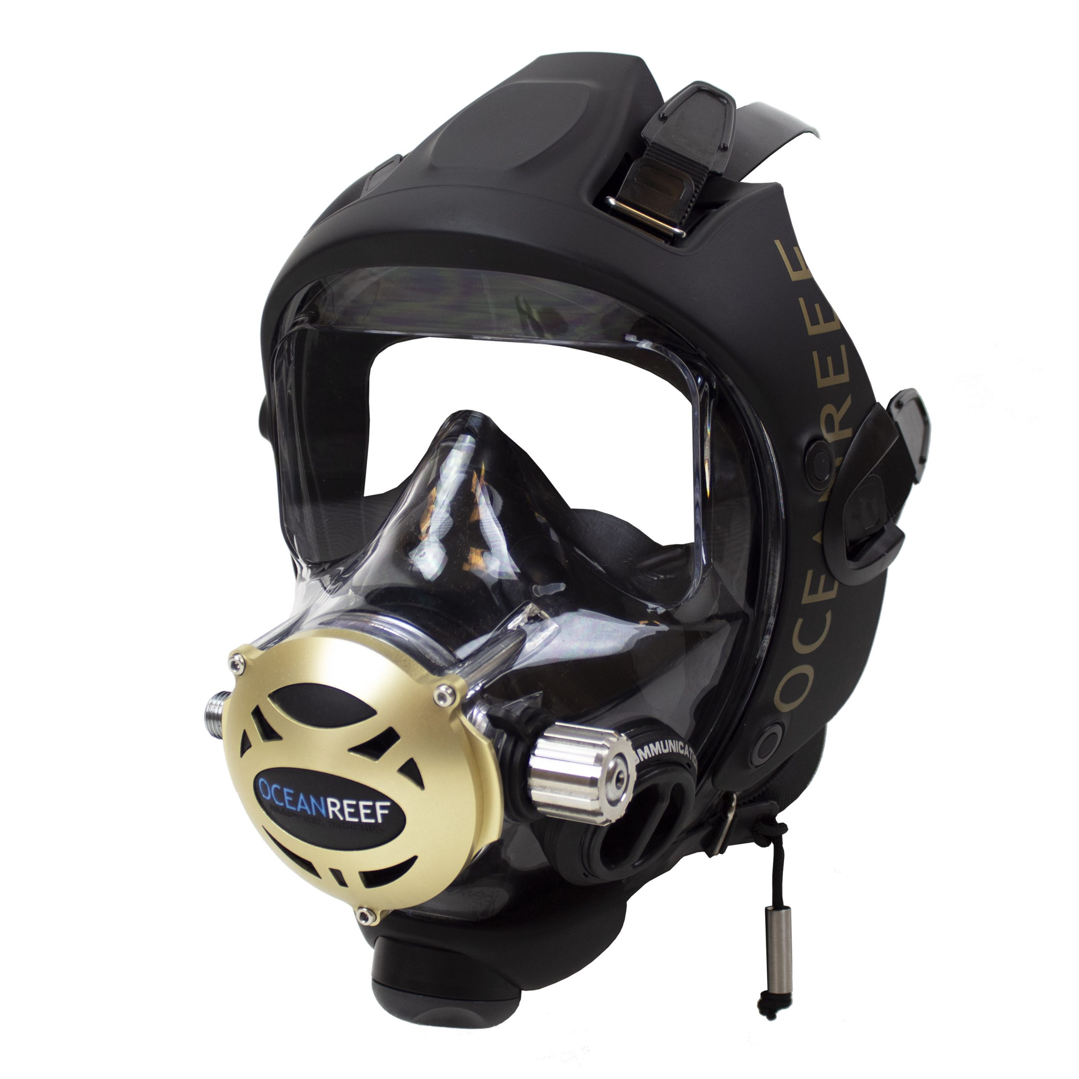 Open Box Ocean Reef Predator Extender-Diving Full Face Mask with INT 2nd Stage, Surface Air Valve & Hose-New SS Adj Knob