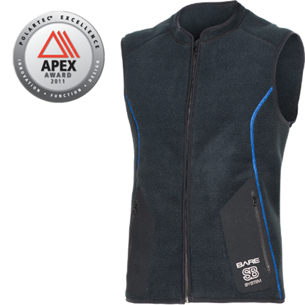 Bare SB System Mens Mid Layer Vest for Extra Cold Dives-