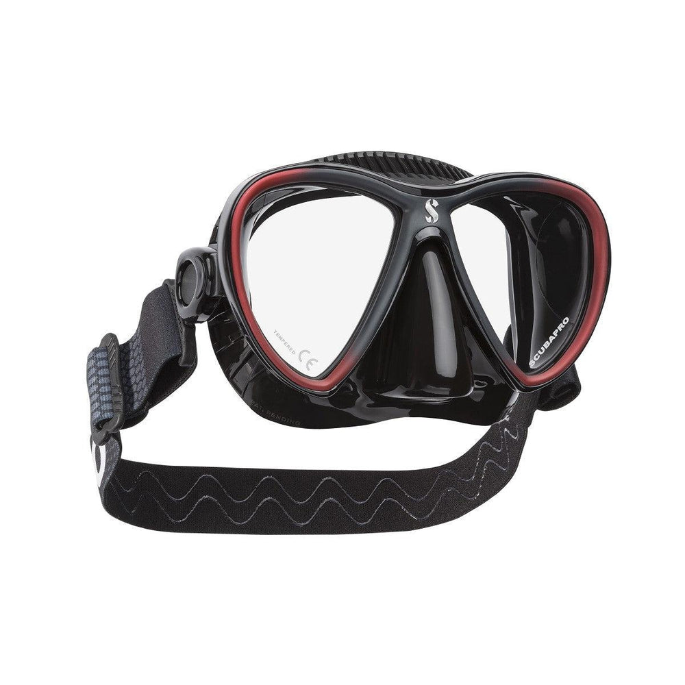 ScubaPro Synergy Twin Dive Mask with Comfort Strap-Black/Black/Red
