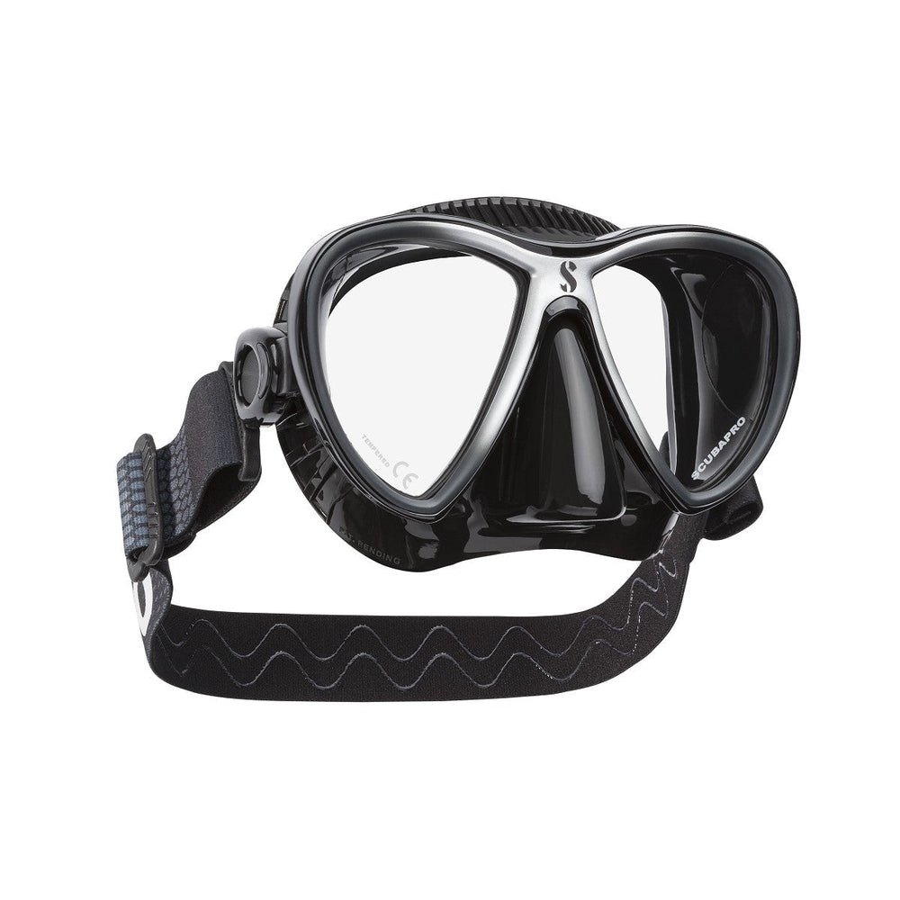 ScubaPro Synergy Twin Dive Mask with Comfort Strap-Black/Black/Silver