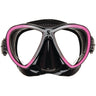 ScubaPro Synergy Twin Dive Mask with Comfort Strap-Black/Pink/Silver