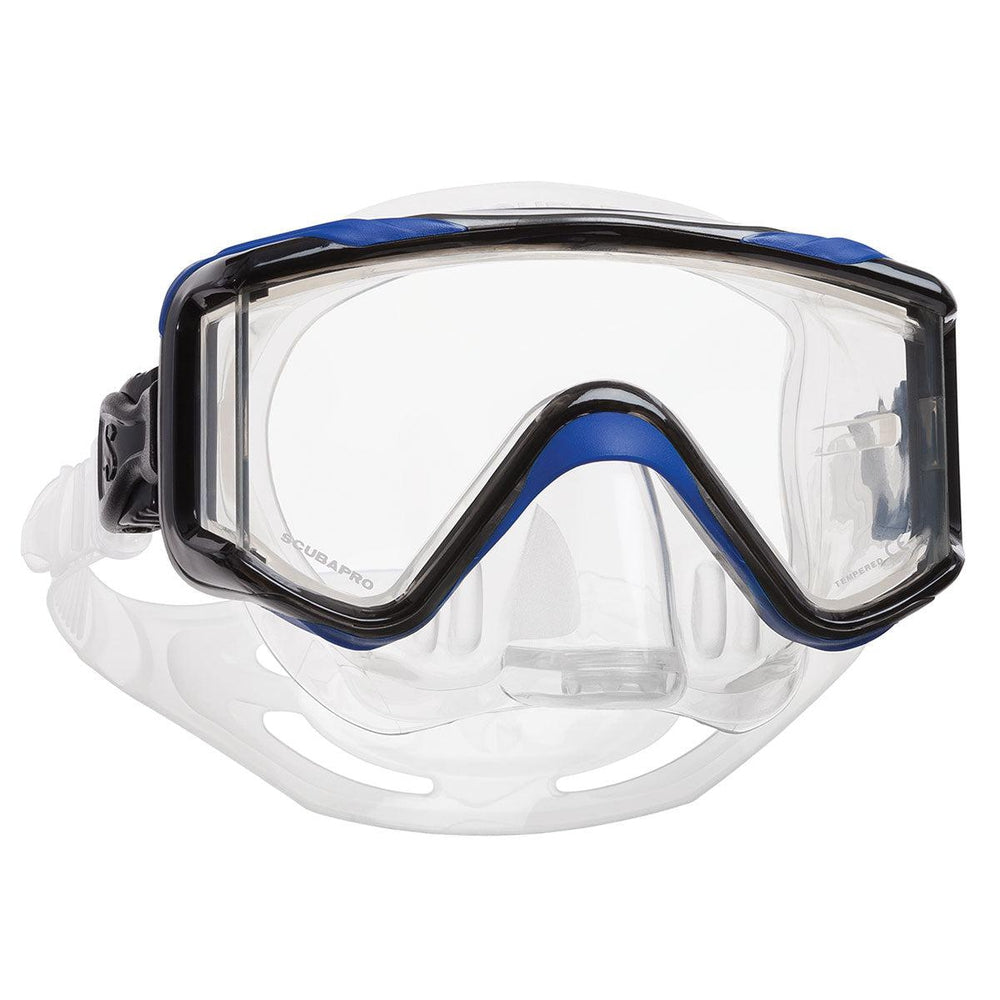 Scubapro Crystal Vu Plus Single Lens Scuba Diving Mask w/ Purge-Black/Blue/Gray