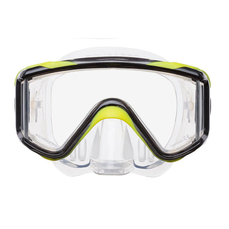 Scubapro Crystal Vu Plus Single Lens Scuba Diving Mask w/ Purge-Black/Yellow/Gray