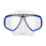 Scubapro Zoom Low-Volume Dual Lens Scuba Diving Mask-Clear Silicone/Blue Silver