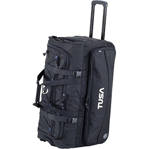 Open Box Tusa Dive Gear Roller Duffle Bag In Black with Black BCD And Regulator Hanger