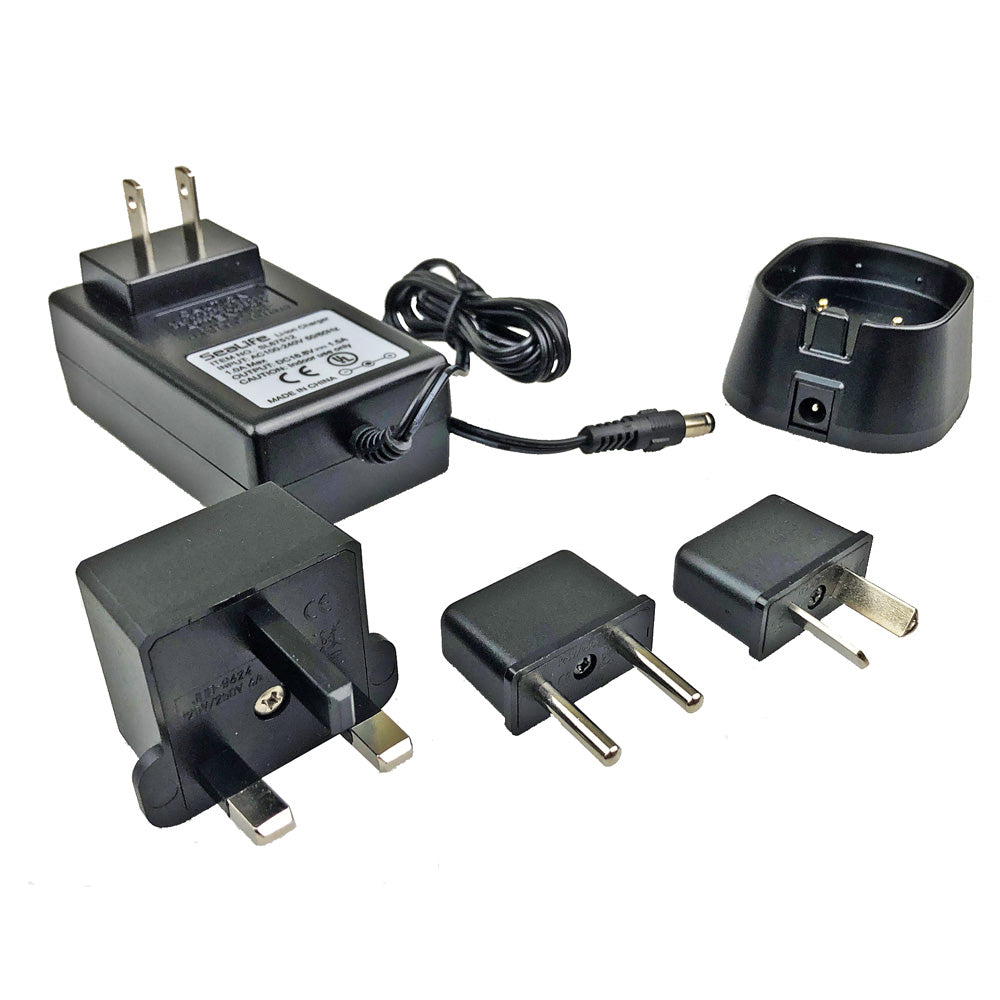 Open Box Charger Kit for Sea Dragon 4500 Light (AC Power adapter (US), charging tray & Int'l plugs (EU, UK and AU)
