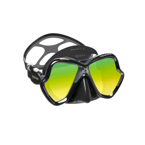 Mares X-Vision Ultra Liquidskin Dive Mask-Black Silicone/Gold Mirror