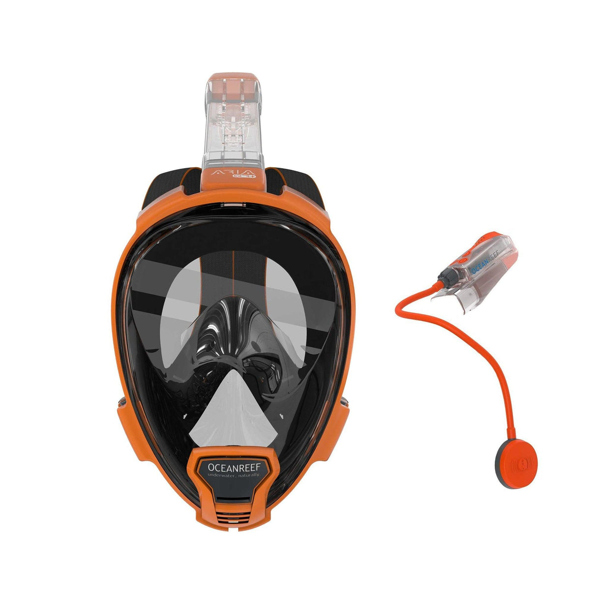 Ocean Reef ARIA QR+ with Camera Holder and Snorkie Talkie-Orange