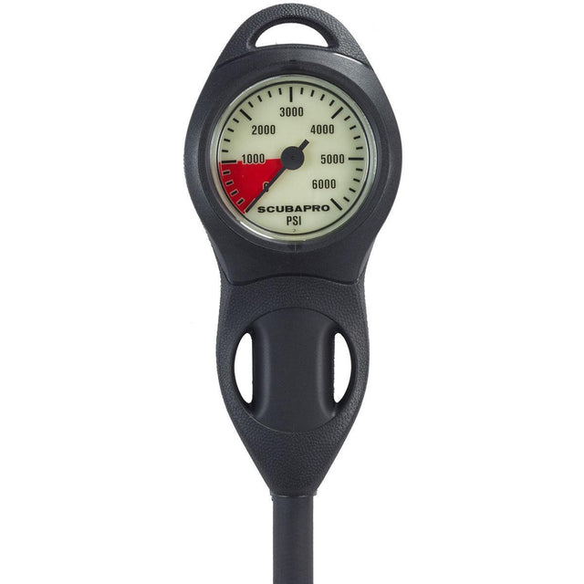 Scubapro Compact Plastic Pressure Gauge with Rubber U-Line boot and HP hose Dive Console-