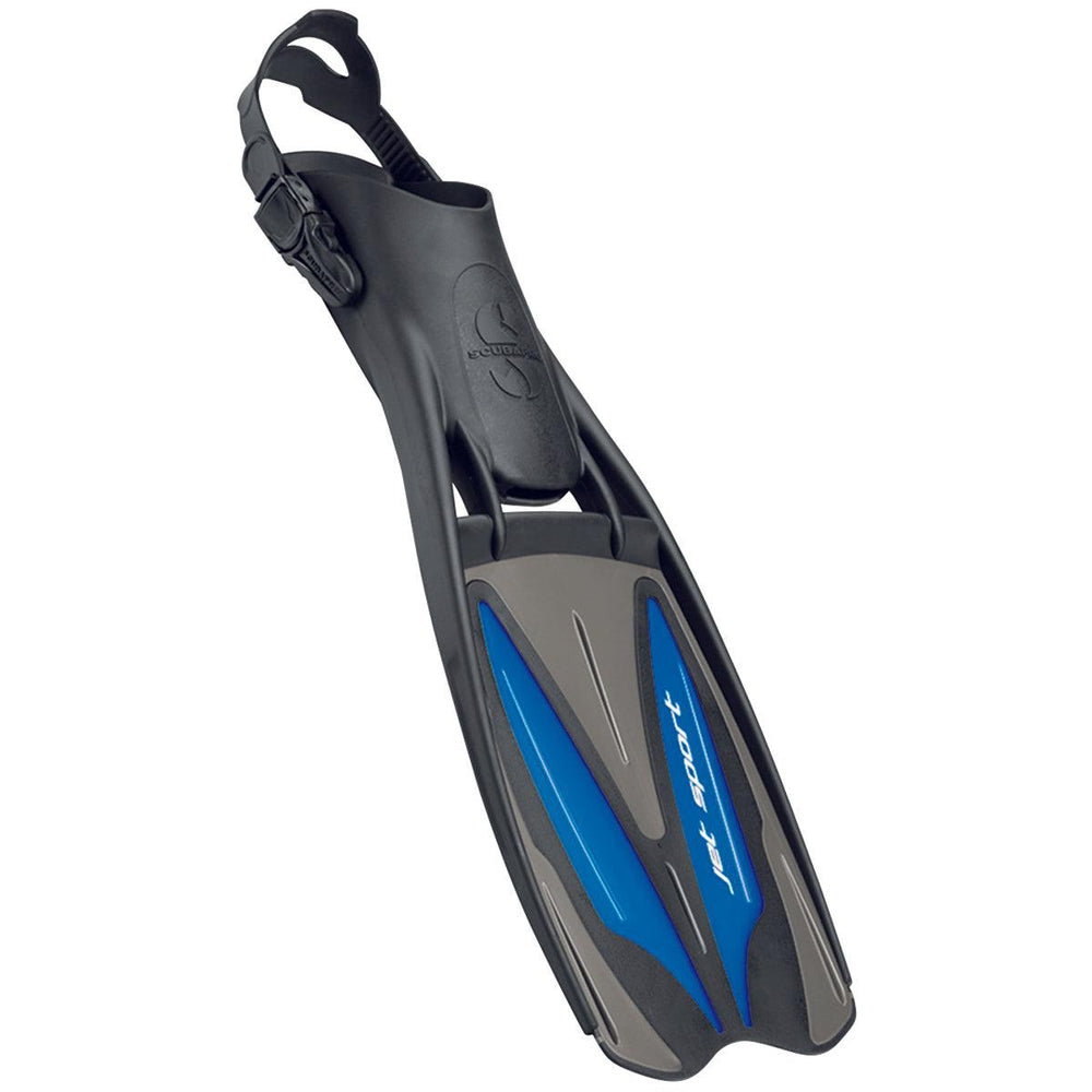 Scubapro Jet Sport Adjustable Open Heel Scuba Diving Fin-Black/Blue