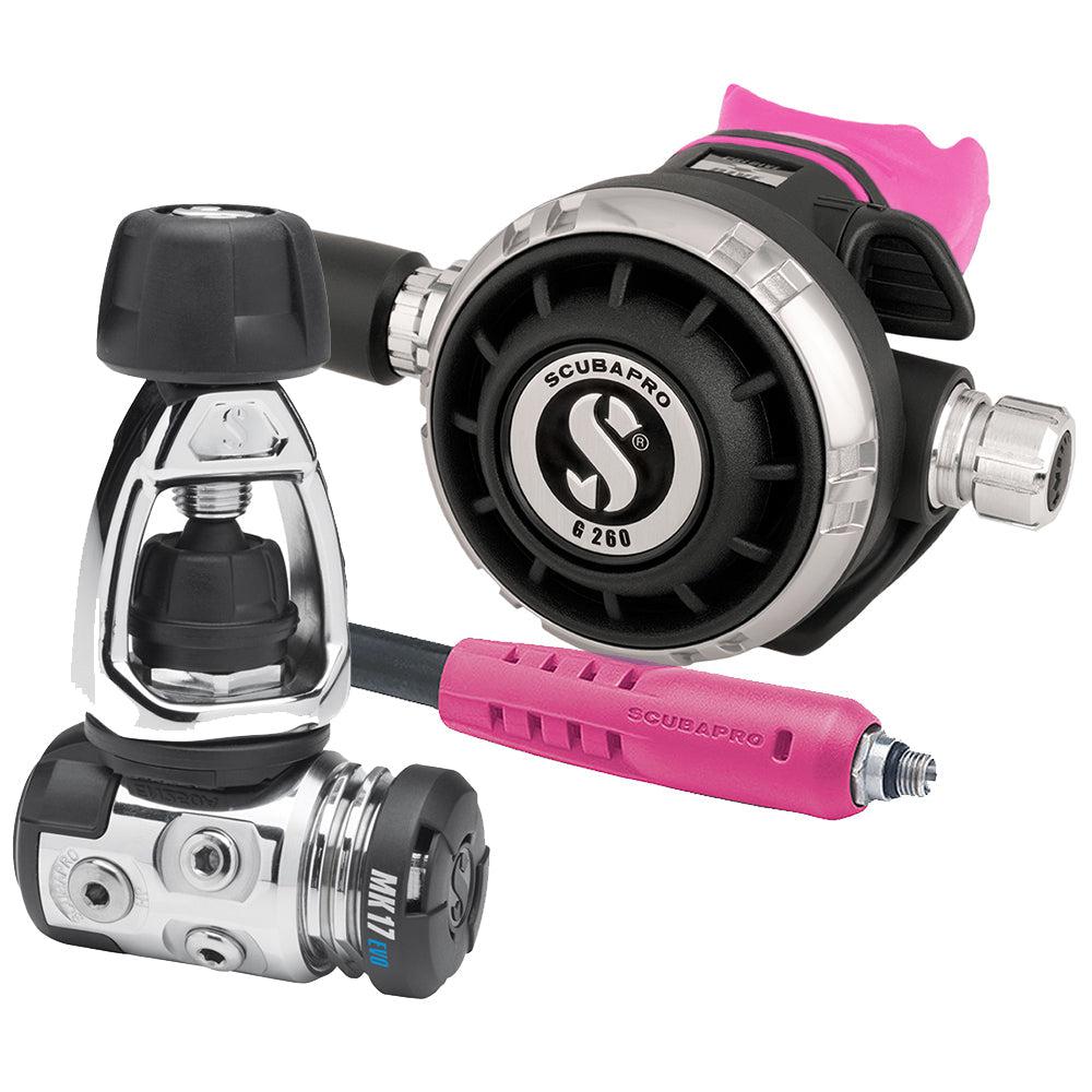 ScubaPro MK17 EVO/G260 Dive Regulator INT with Mouthpiece & Hose Protector-Pink