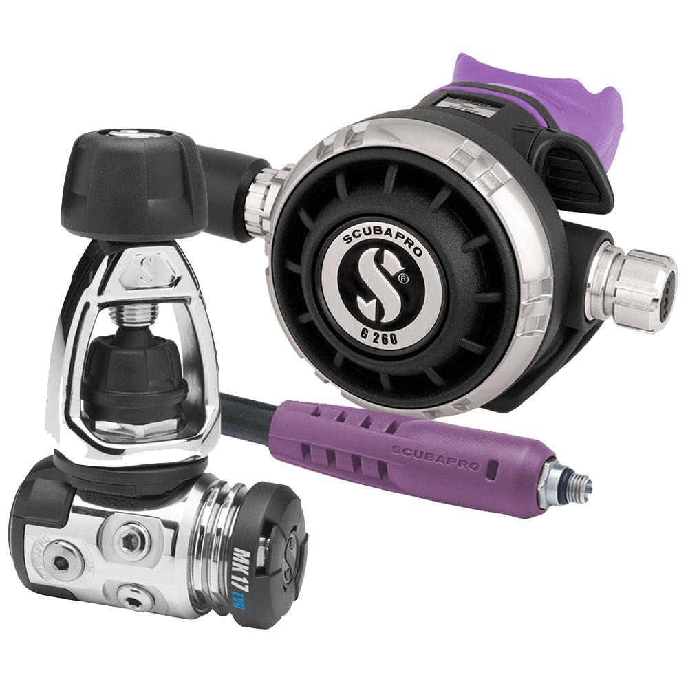 ScubaPro MK17 EVO/G260 Dive Regulator INT with Mouthpiece & Hose Protector-Purple