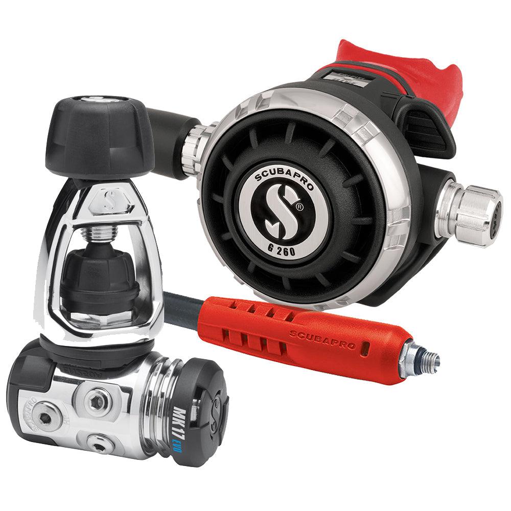ScubaPro MK17 EVO/G260 Dive Regulator INT with Mouthpiece & Hose Protector-Red