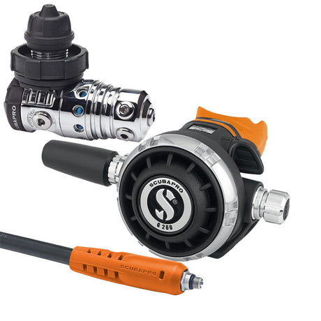 ScubaPro MK25 EVO DIN 300/G260 Dive Regulator with Mouthpiece Hose Protector-Orange