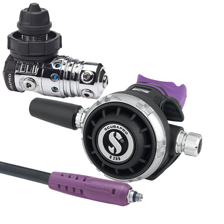 ScubaPro MK25 EVO DIN 300/G260 Dive Regulator with Mouthpiece Hose Protector-Purple