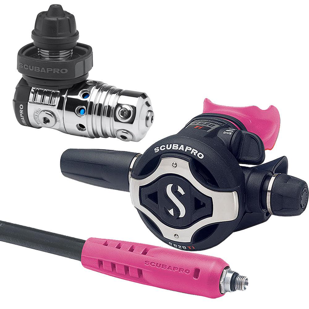 ScubaPro MK25 EVO DIN 300/S620 TI Dive Regulator with Mouthpiece & Hose Protector-Pink