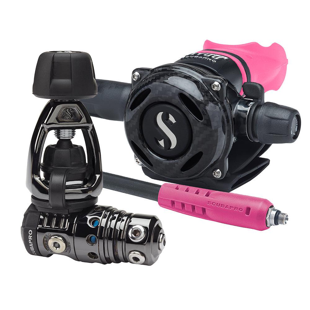 ScubaPro MK25 EVO/A700 CARBON BT Dive Regulator INT with Mouthpiece & Hose Protector-Pink