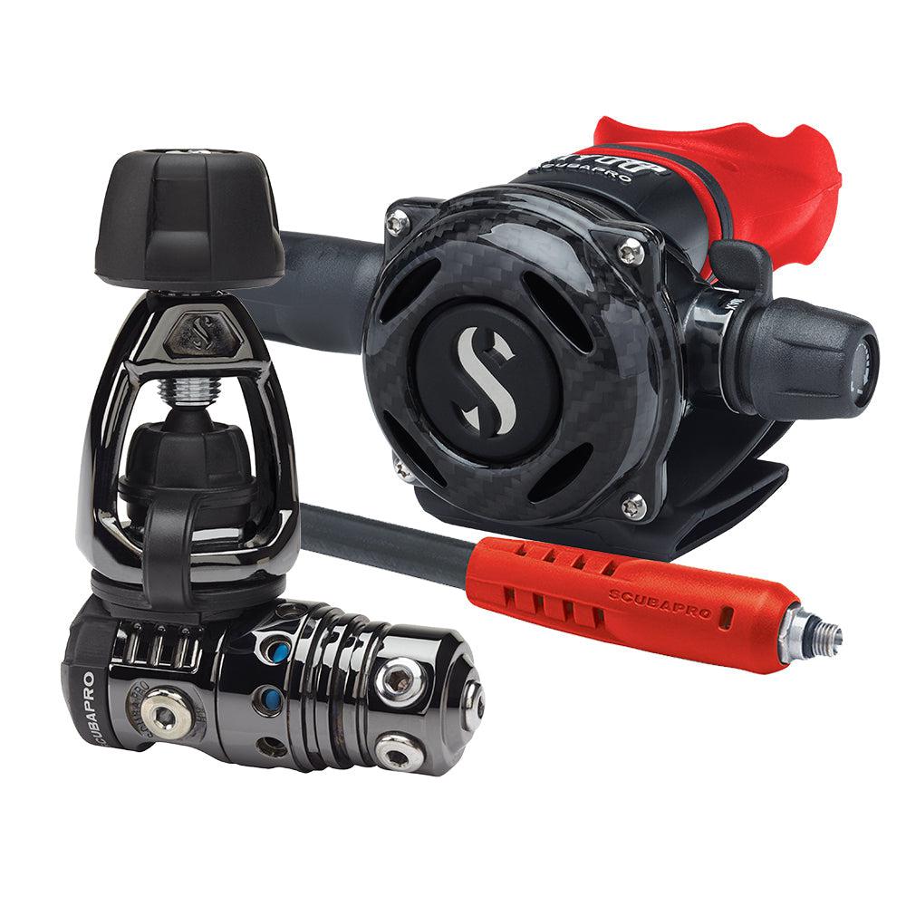 ScubaPro MK25 EVO/A700 CARBON BT Dive Regulator INT with Mouthpiece & Hose Protector-Red