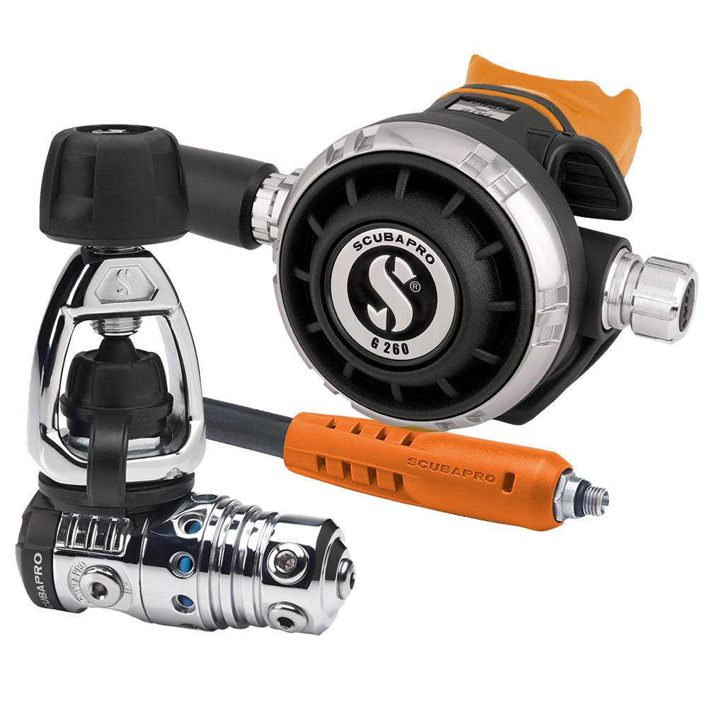 ScubaPro MK25 EVO/G260 Dive Regulator INT with Mouthpiece & Hose Protector-Orange