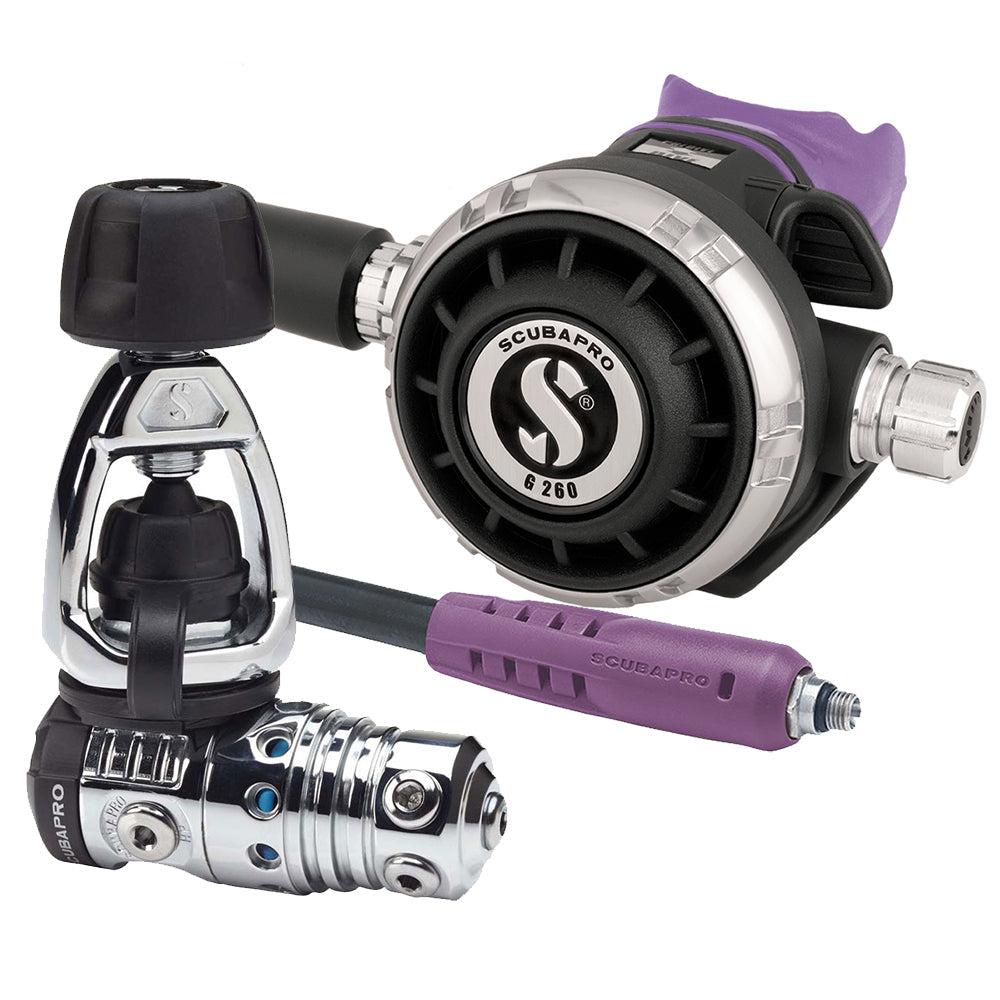 ScubaPro MK25 EVO/G260 Dive Regulator INT with Mouthpiece & Hose Protector-Purple
