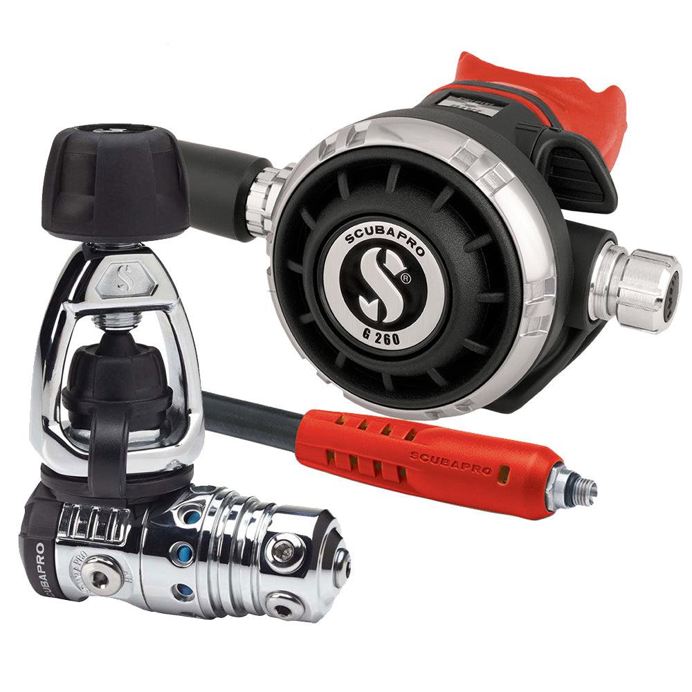 ScubaPro MK25 EVO/G260 Dive Regulator INT with Mouthpiece & Hose Protector-Red