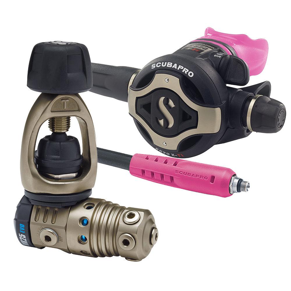 ScubaPro MK25T EVO/S620 X-TI Dive Regulator INT with Mouthpiece & Hose Protector-Pink