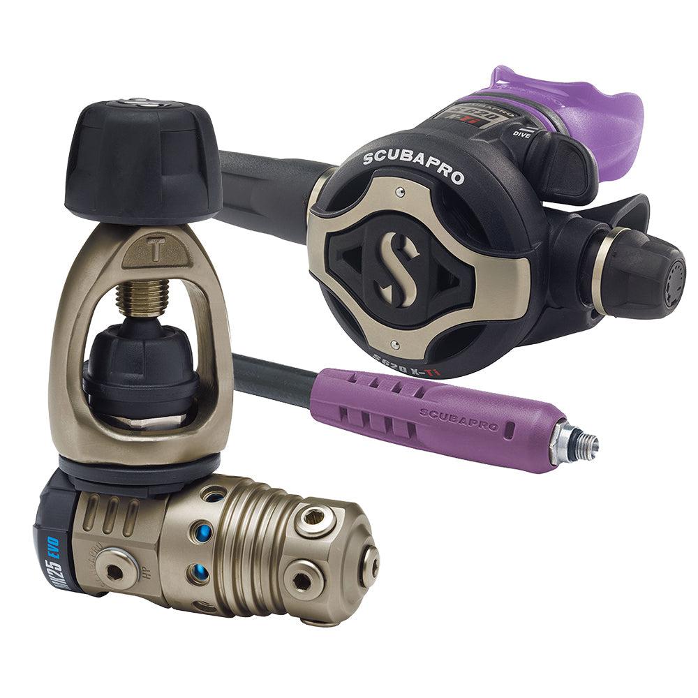 ScubaPro MK25T EVO/S620 X-TI Dive Regulator INT with Mouthpiece & Hose Protector-Purple