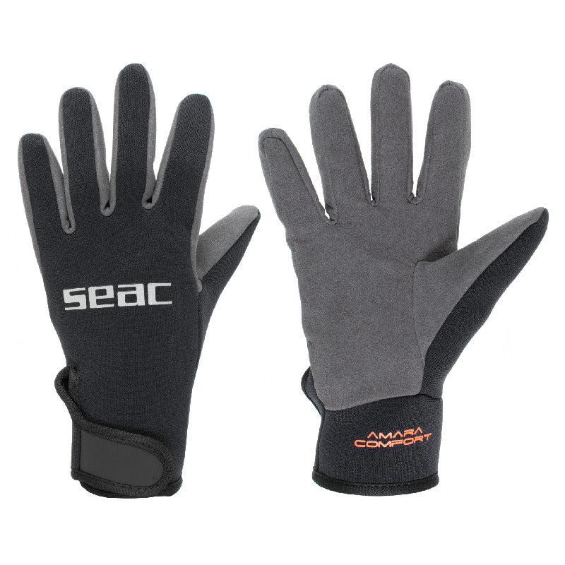 Seac Amara Comfort 1.5 MM Neoprene Freediving and Spearfishing Gloves-Black/Grey