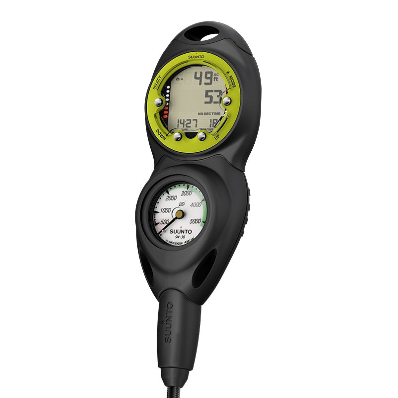 Suunto CB - Two In Line 4000 PSI Pressure Gauge and Zoop Novo Dive Computer-LIME