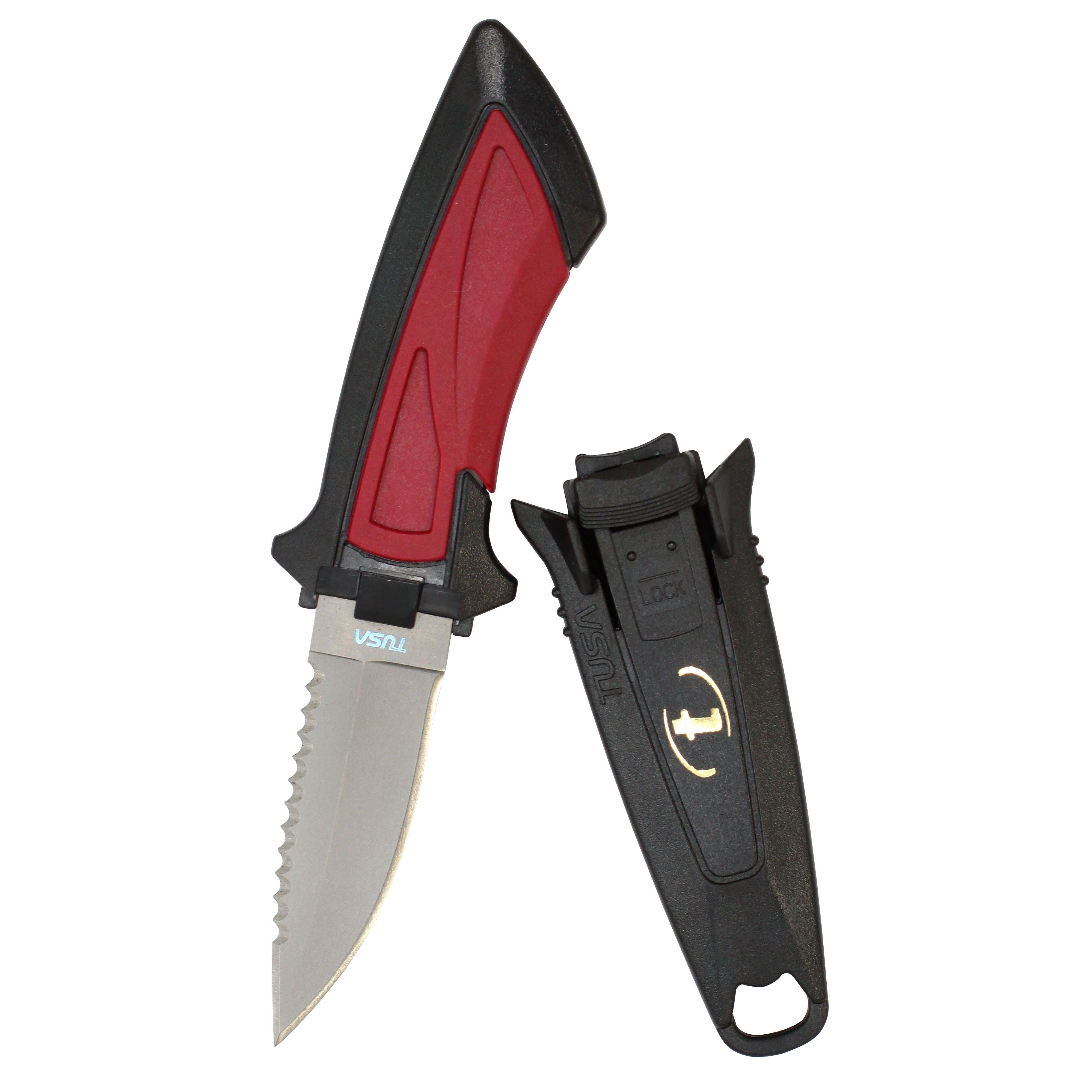 Tusa FK-14 Titanium Serrated Edge Mini-Knife-Metallic Dark Red