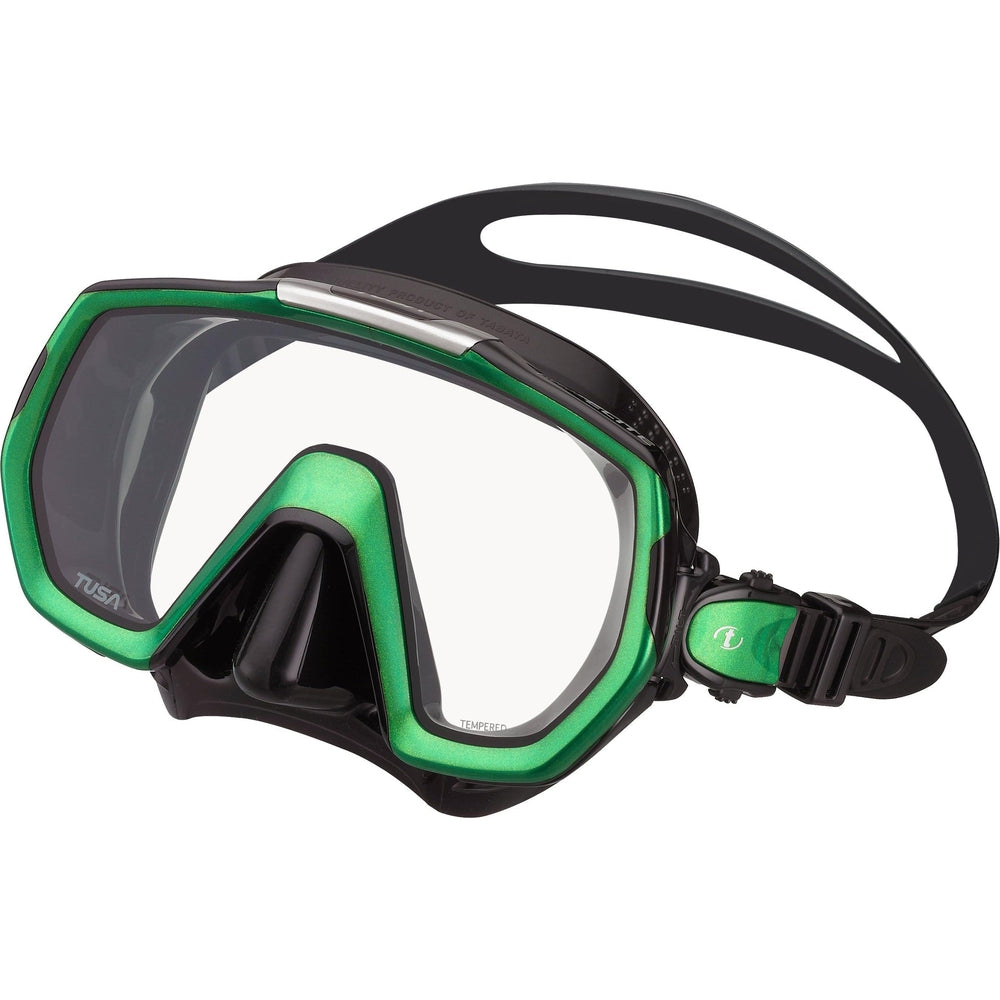 Tusa Freedom Elite Single Lens Scuba Diving Mask-Ocean Green/Black Silicone
