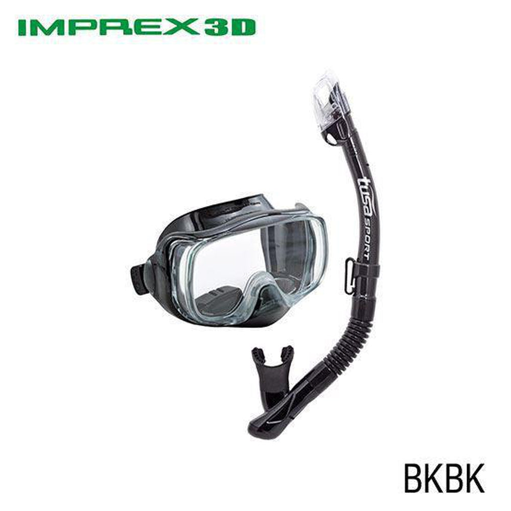 Tusa Imprex 3D Dive Mask and Snorkel Combo (UM-33/USP-250)-Black/Black