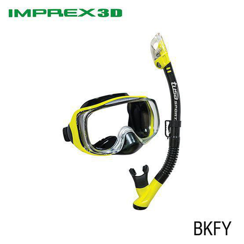 Tusa Imprex 3D Dive Mask and Snorkel Combo (UM-33/USP-250)-Black/Yellow