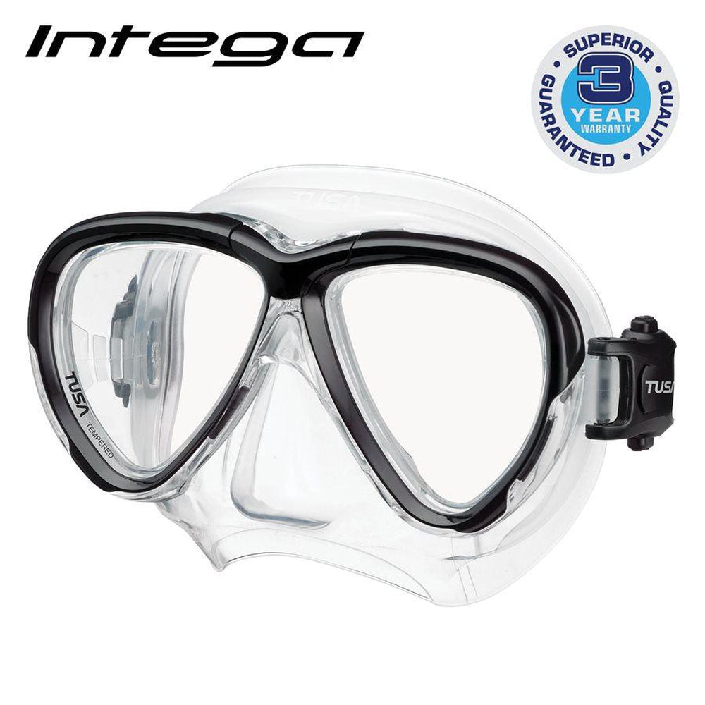Tusa Intega Dual Lens Scuba Diving Mask-Black
