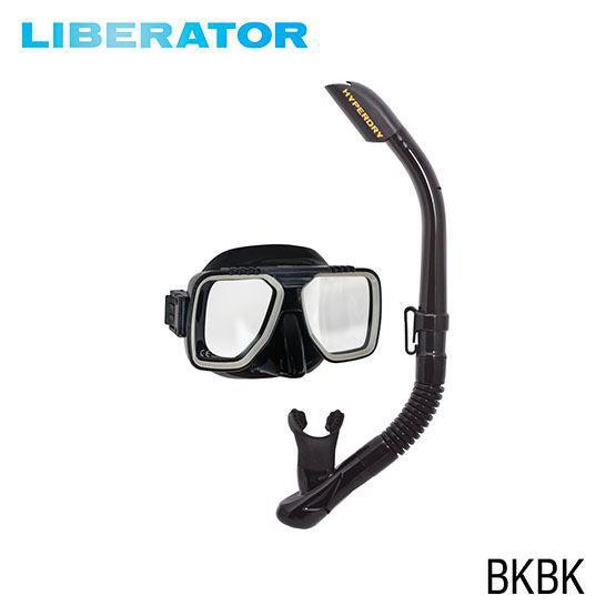 Tusa Liberator Dive Mask and Snorkel Combo (UM5000/USP-190)-Black/Black