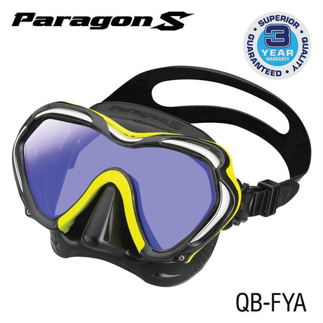 Tusa Paragon S Single Lens Scuba Diving Mask-Flash Yellow