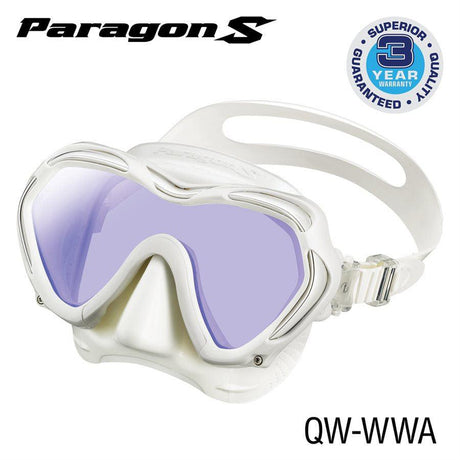 Tusa Paragon S Single Lens Scuba Diving Mask-White Skirt/White Frame