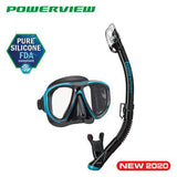 Tusa Powerview Dry Dive Mask and Snorkel Combo (UM-24/USP-250)-Ocean Green/Black