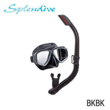 Tusa Splendive Dive Mask and Snorkel Combo (UM7500/USP-190)-Black/Black