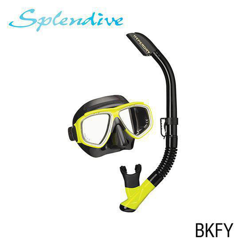 Tusa Splendive Dive Mask and Snorkel Combo (UM7500/USP-190)-Black/Yellow