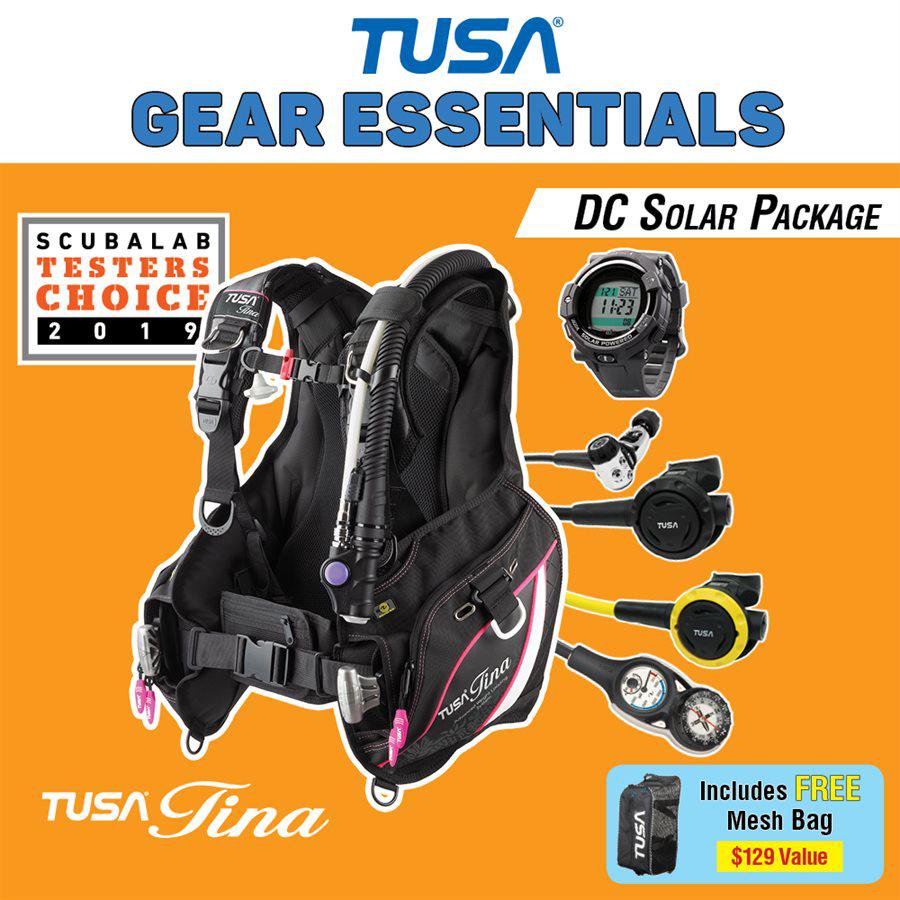 Tusa Tina Female Pink BCD Special with DC Solar Link Watch Scuba Diving Package-Gun Metal